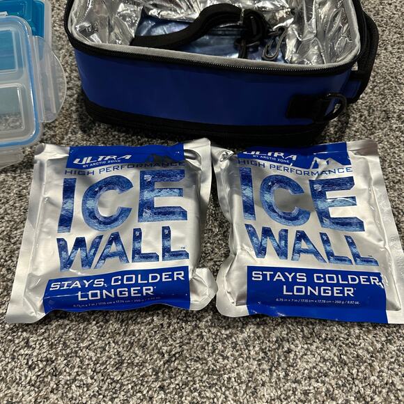 NWT! Ultra Arctic Zone Blue Expandable Cooler Lunchbox w/ Ice Packs Bento Boxes - Picture 3 of 8